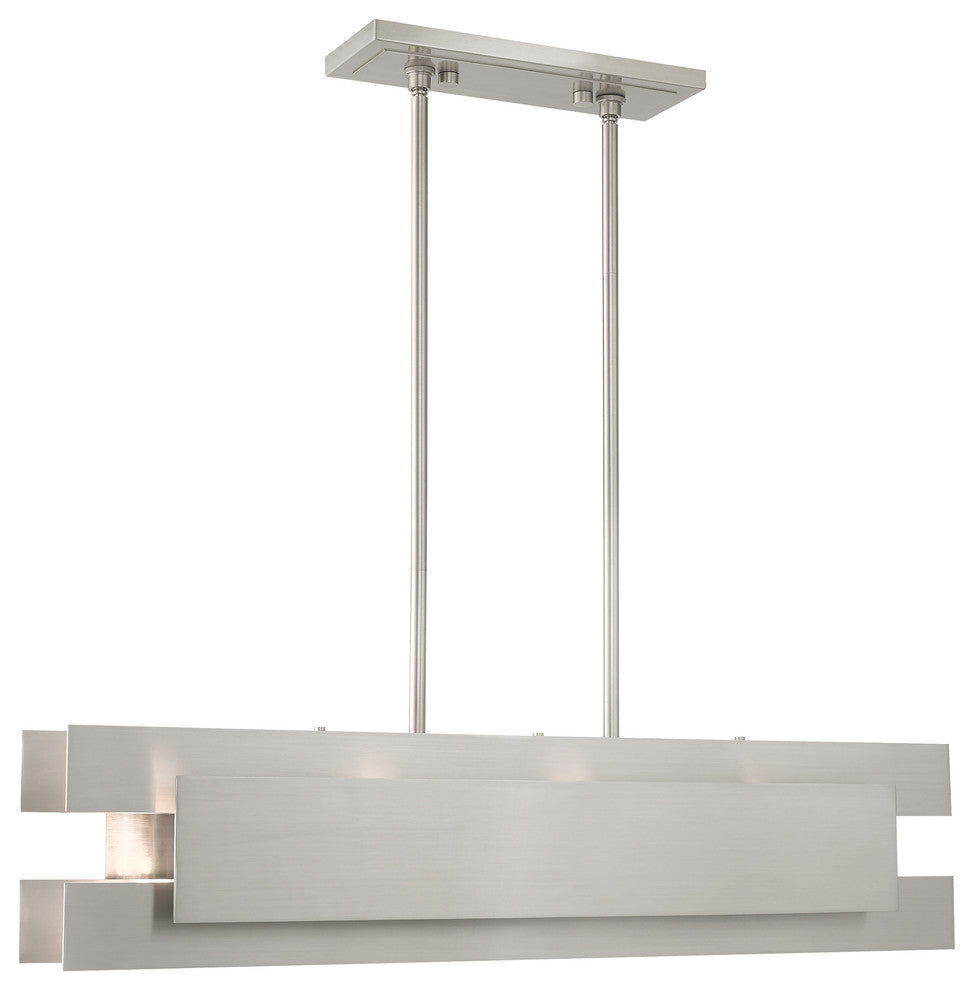 Livex Lighting Brushed Nickel 4-Light Linear Chandelier