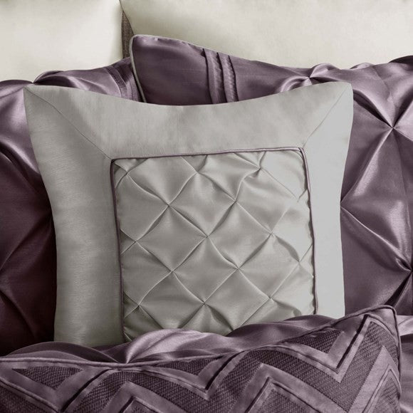 Madison Park Laurel 7 Piece Tufted Comforter Set in Plum