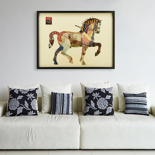 Carousel Horse Dimensional Handmade Collage Wall Art Framed Under Glass