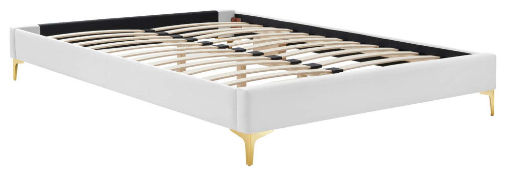 Elise Queen Performance Velvet Platform Bed MOD-6693-WHI