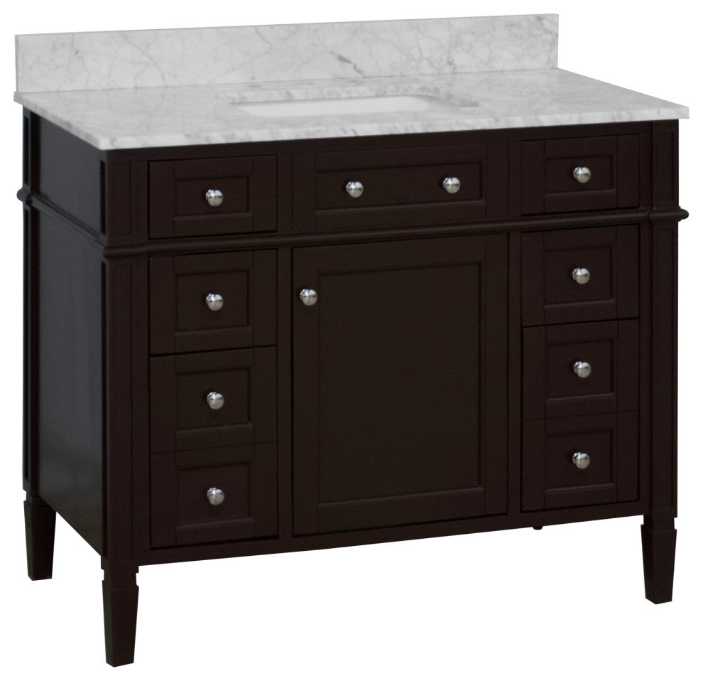 Hailey 42" Bathroom Vanity, Chocolate, Carrara Marble