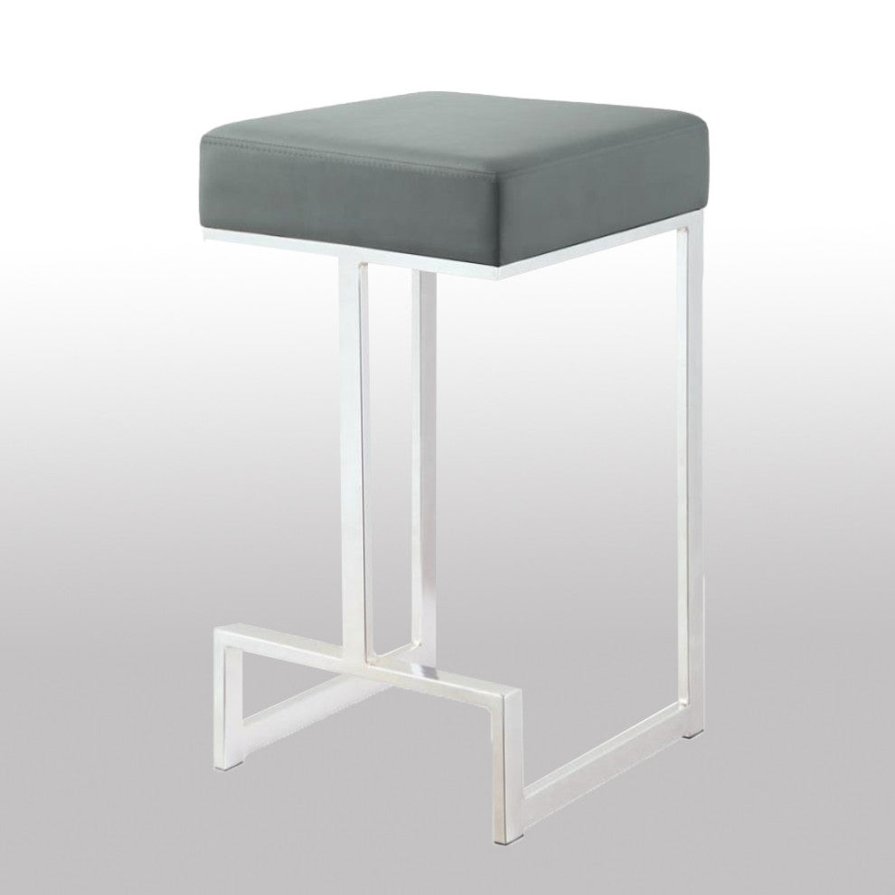 Faux Leather Counter Height Stool, Gray