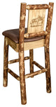 Glacier Country Counterstool Saddle Upholstery, With Laser Engraved Moose