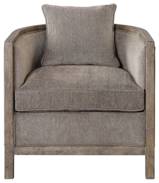 Uttermost Viaggio Contemporary Wood and Fabric Accent Chair in Gray