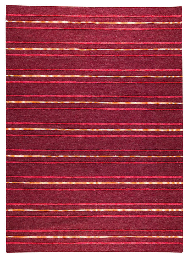 Hand Woven Red Wool Area Rug, Red, 6''6"x9''9"