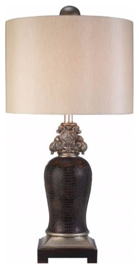 Tracey Transitional Style Table Lamp,Sterling Silver, Brown