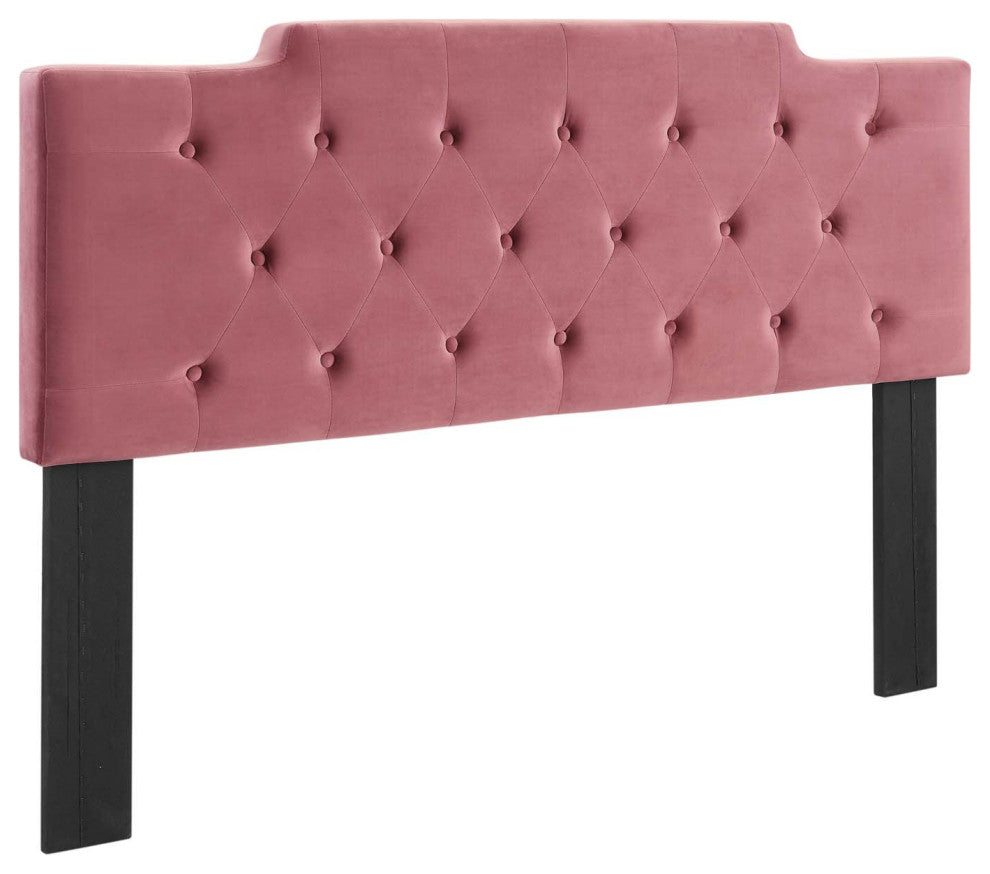 Juliet Tufted Twin Performance Velvet Headboard-Dusty Rose