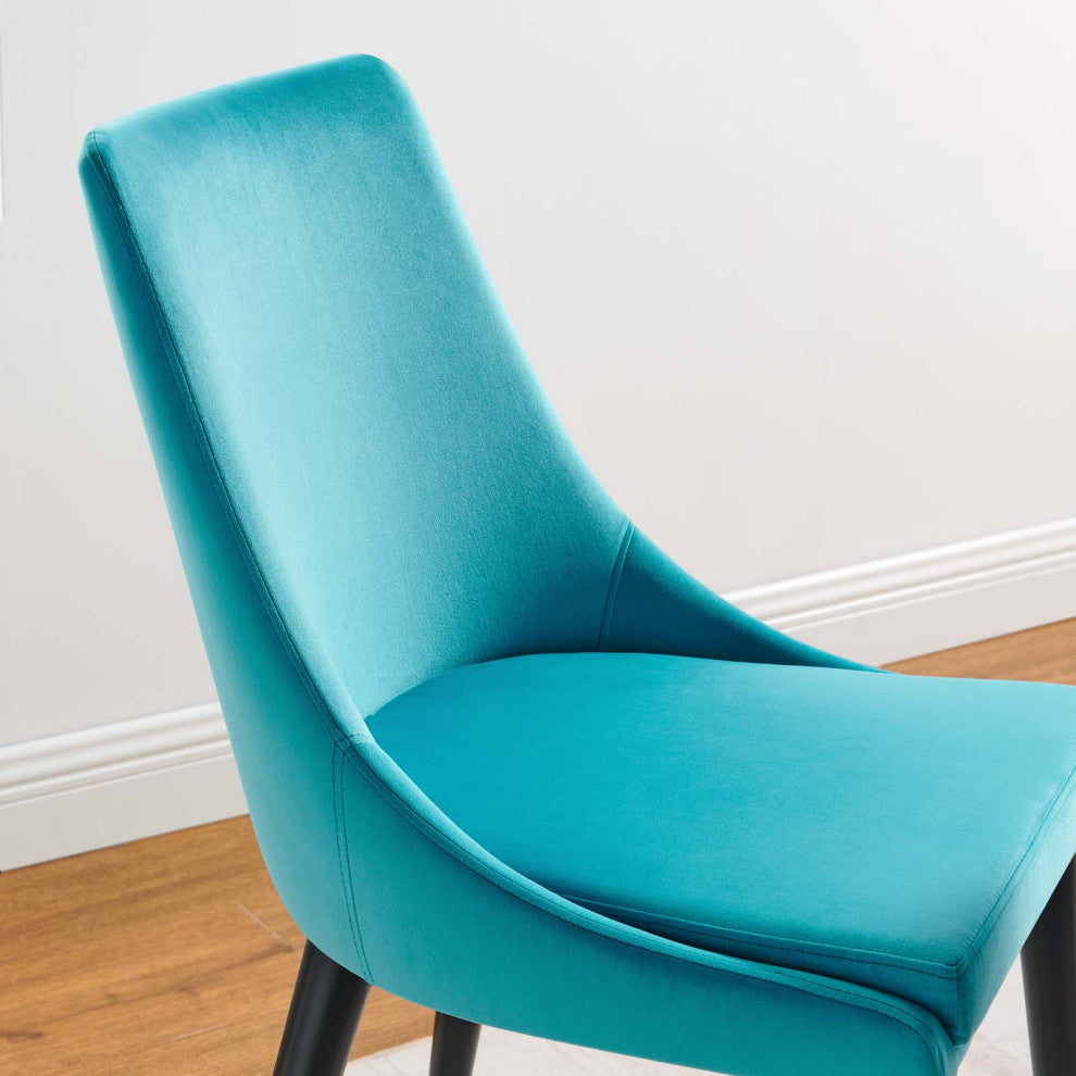 Viscount Accent Performance Velvet Dining Chairs, Set of 2, Blue