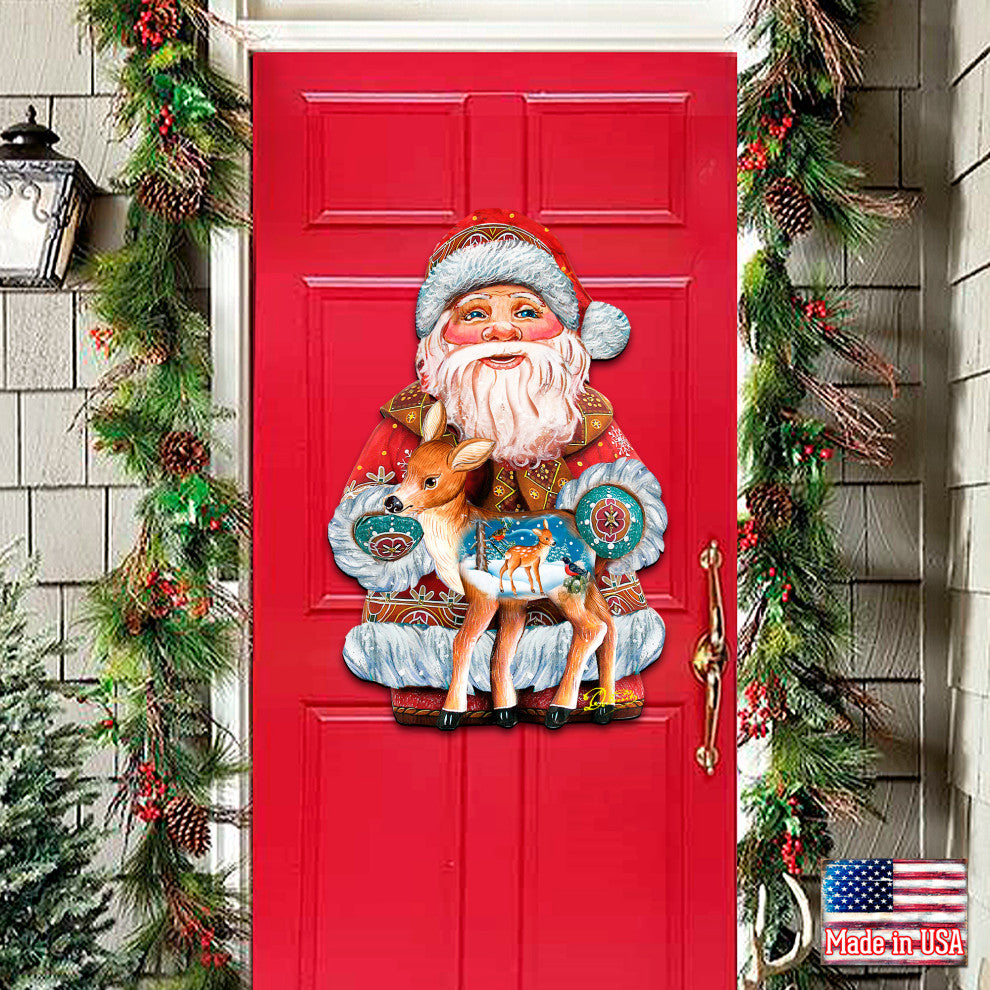Holiday Fawn, Wooden Decorative Door Hanger