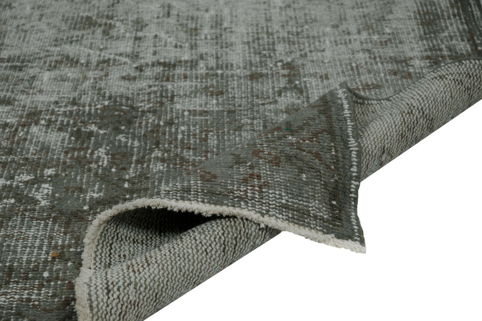 Grey Over-dyed Turkish Vintage Rug 5' 8" x 8' 11", 68 in. x 107 in.