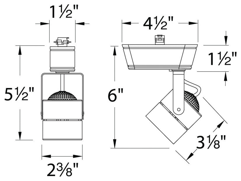 WAC Lighting Low Voltage Track Fixture, 50W, Black, H Track