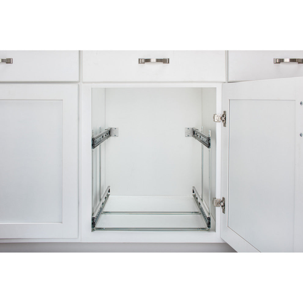 Two-Tier Steel Wire Pull Out Cookware Cabinet Organizer, 20.75"