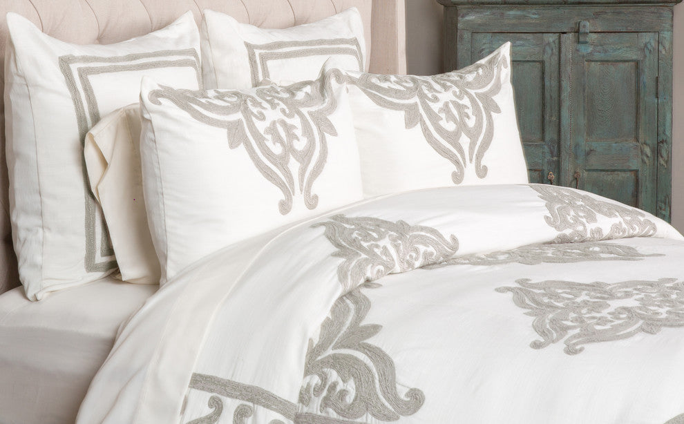 Kent 100% Cotton Embroidered Standard Sham by Kosas Home, Ivory