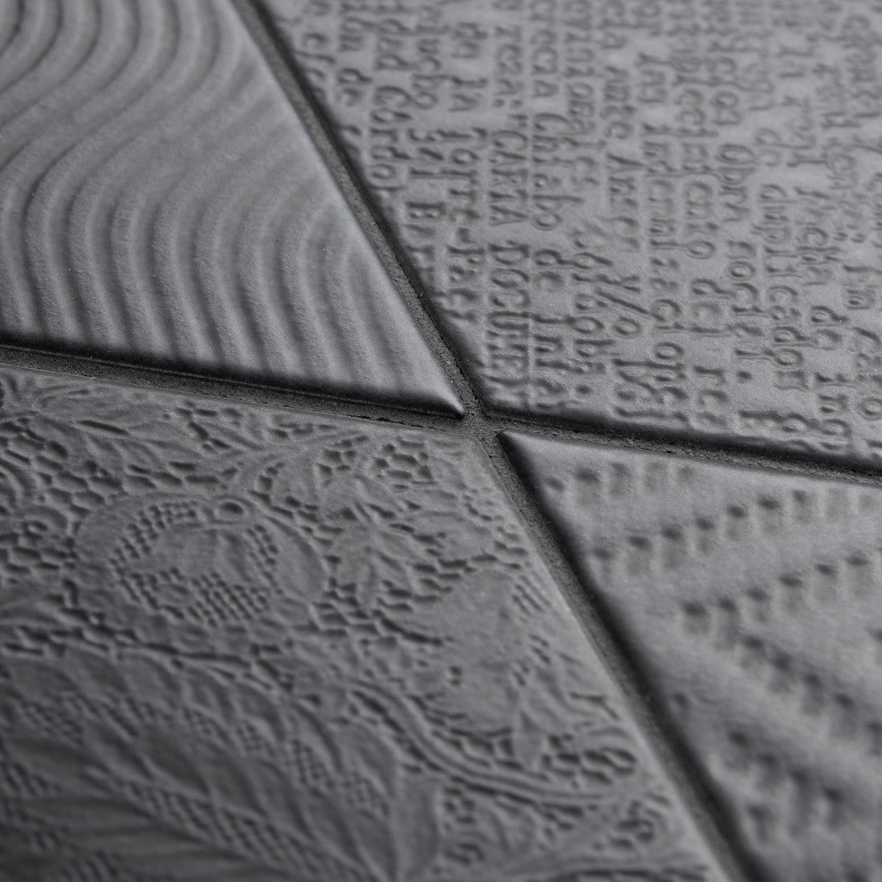 Rhombus Porcelain Tile, Black