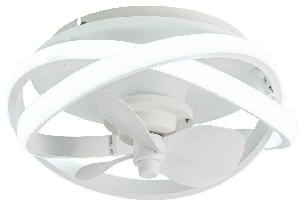 12.5-inch Modern White Small LED Flush Mount Ceiling Fan