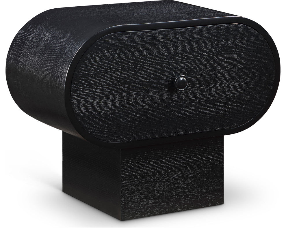 Harlow Solid Wood And Oak Veneer Night Stand, Black