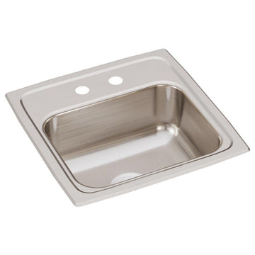 Elkay BLR1560 Lustertone 15" Drop In Single Basin Stainless Steel - 2 Faucet