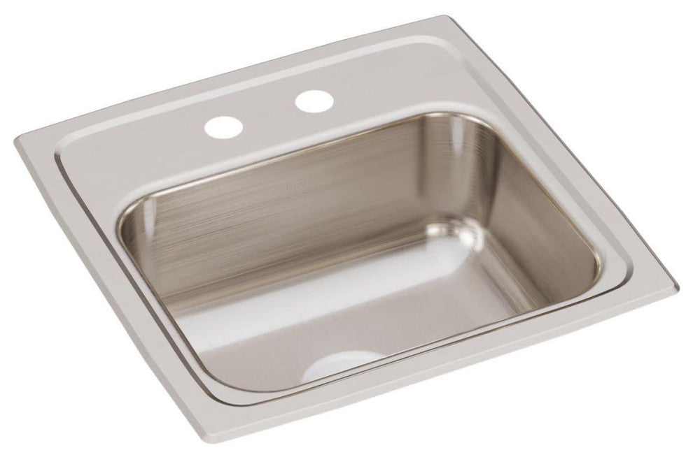 Elkay BLR1560 Lustertone 15" Drop In Single Basin Stainless Steel - 2 Faucet