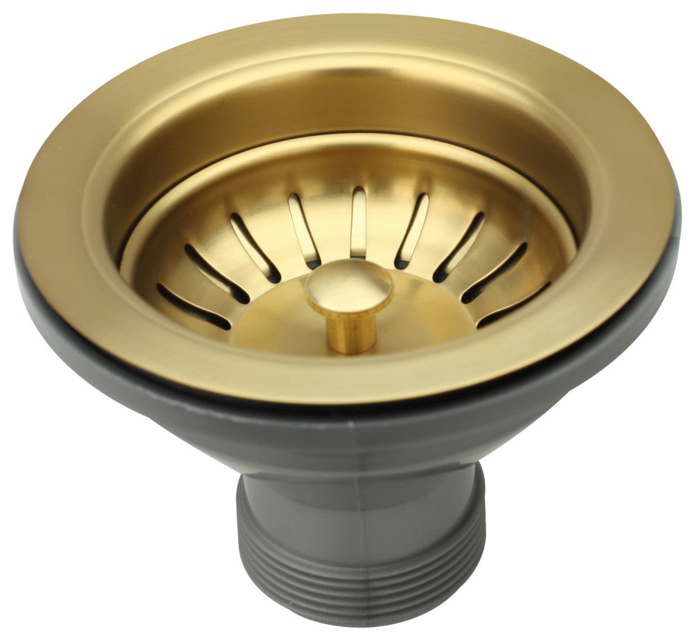 Copper Kitchen Sink Stopper for 3.5" Standard Strainer Drain, Brushed Gold