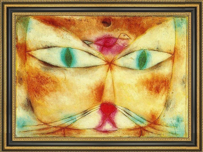 Paul Klee Cat and Bird - 18" x 27" Framed Premium Canvas Print