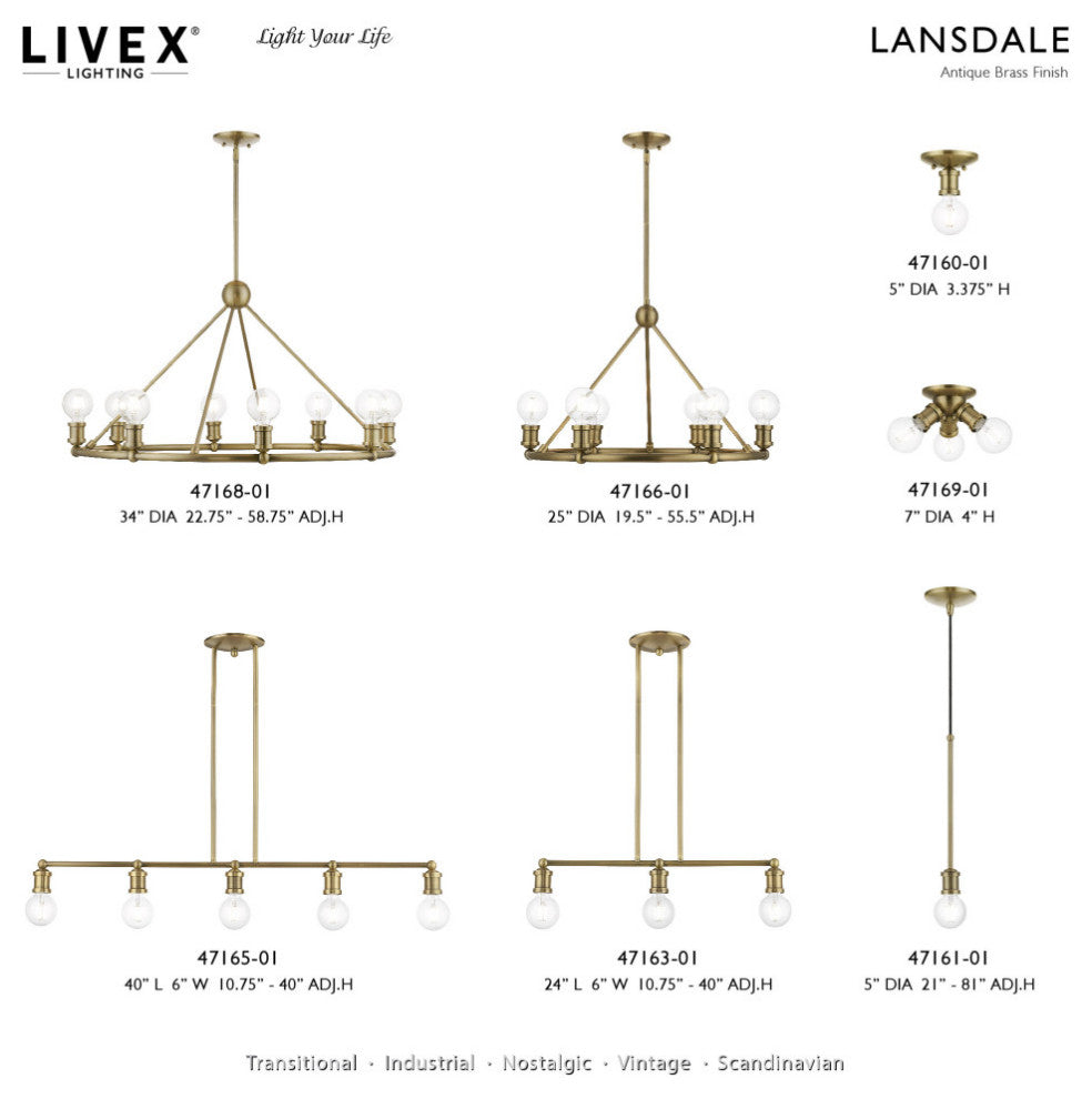 Lansdale 3 Light Antique Brass Flush Mount