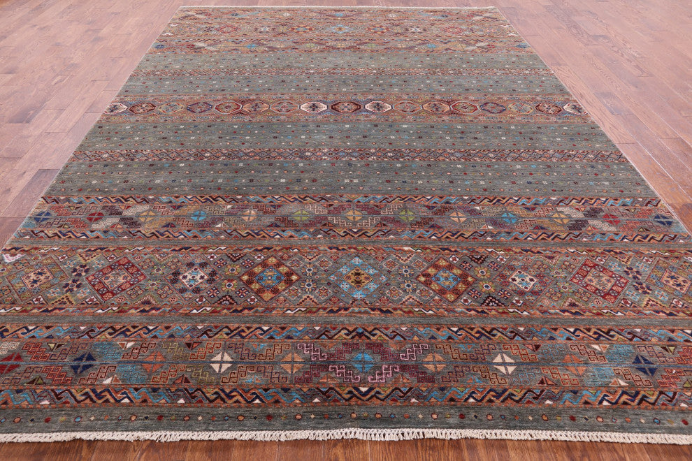 Super Kazak Khorjin Handmade Wool Rug 9' 3" X 12' 2" Q8427