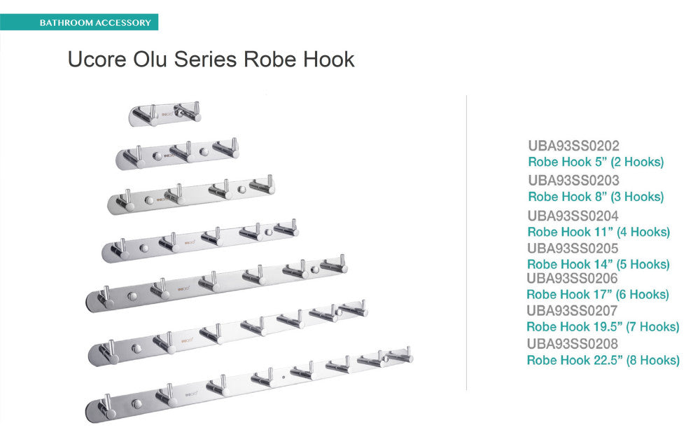 Stainless Steel 5-Prong Robe Hook, 14"