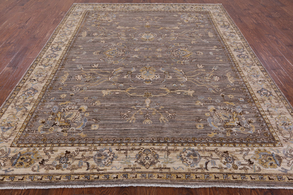 8' 5" X 9' 10" Natural Peshawar Hand Knotted Rug Q4426