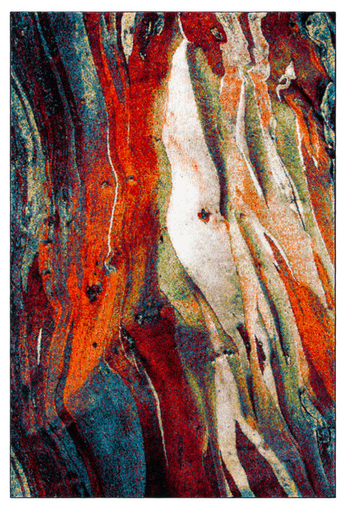 Safavieh Glacier Gla126Q Organic and Abstract Rug, Red and Green, 6'7"x6'7" Squa