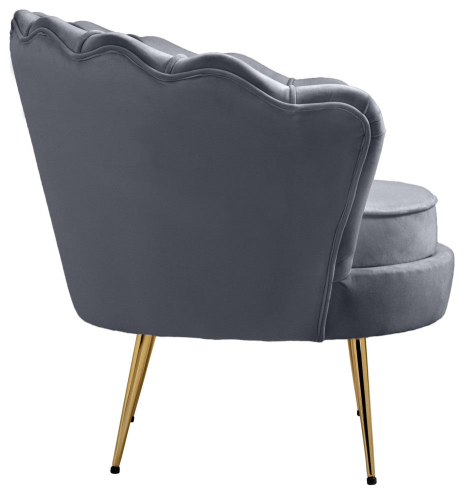 Gardenia  Velvet Upholstered Chair, Gray