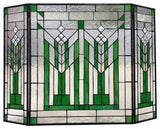 CHLOE Lighting Benjamin Mission 3pcs Folding Tiffany-glass Fireplace Screen, 38"