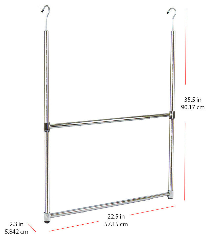 Adjustable Closet Hanger Rod, 2-Tier, Silver