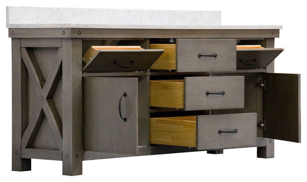 72" Grizzle Grey Double Sink Bathroom Vanity