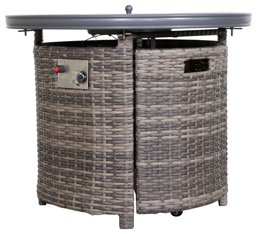 32" Round Fire Pit Table, Mixed Gray