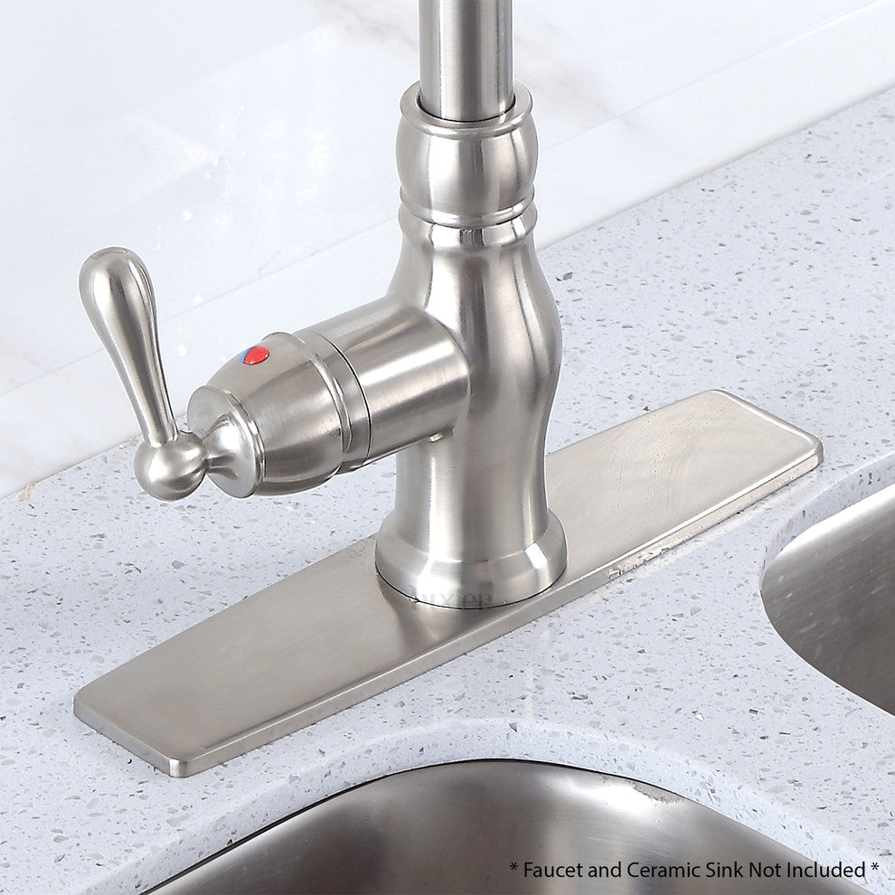 Luxier Kitchen Faucet Single-Hole Deck Plate, 10", Brushed Nickel