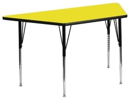 25"x45" Trapezoid Yellow Hp Laminate Activity Table