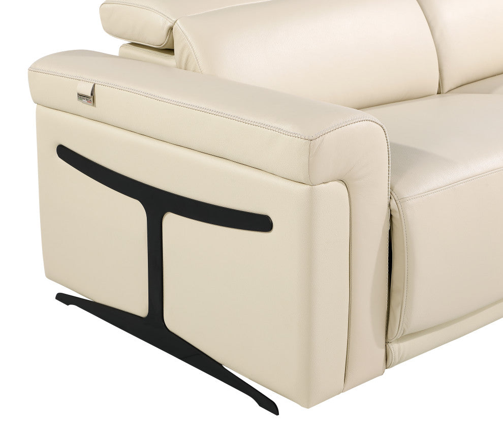 Augusto Top Grain Power Reclining Italian Leather Loveseat, Beige