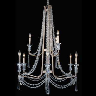 Varaluz 270C09 Barcelona 9 Light 35"W Crystal Chandelier - Transcend Silver