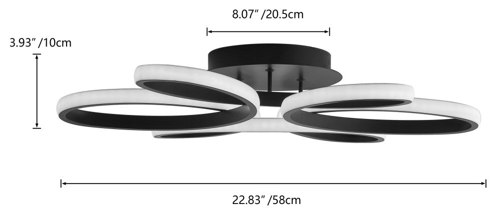 1-Light Modern Linear LED Flush Mount Light Ceiling Light, Black
