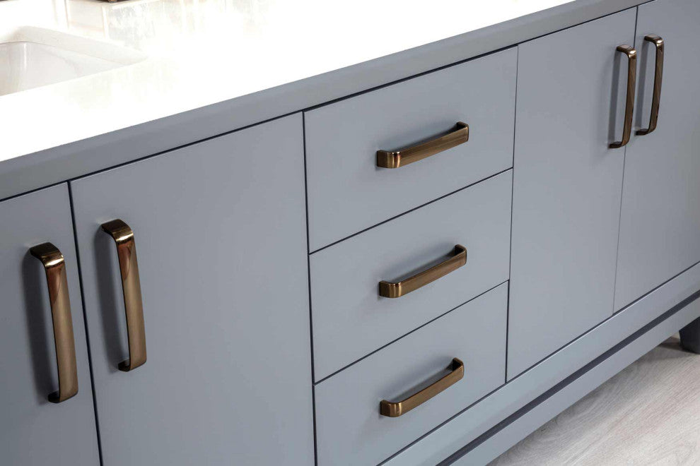 Fabia Collection 72" Bathroom Vanity With Sink, Mirror, Countertop, Dark Gray