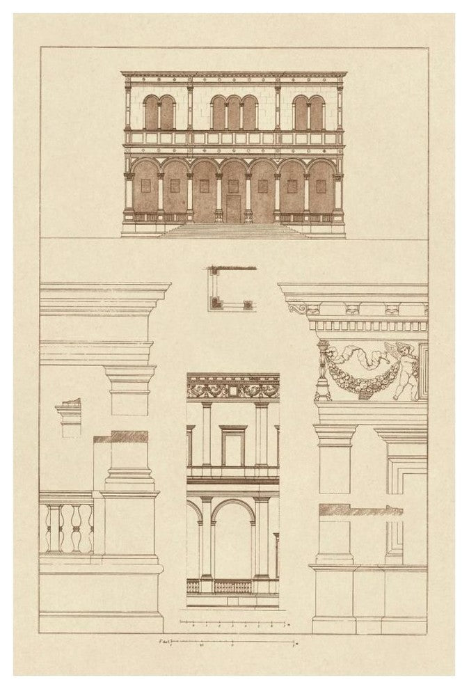 "Palazzo del Consiglio at Padua, Villa Farnesia" Print by J. Buhlmann, 42"x62"