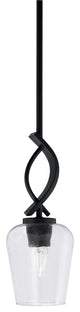Cavella 1 Light Stem Mini Pendant, Matte Black Finish, 5" Clear Bubble Glass