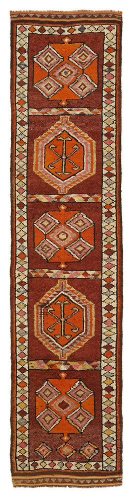 Rug N Carpet - Handmade Anatolian 2' 11" x 12' 2" Antique Runner Rug