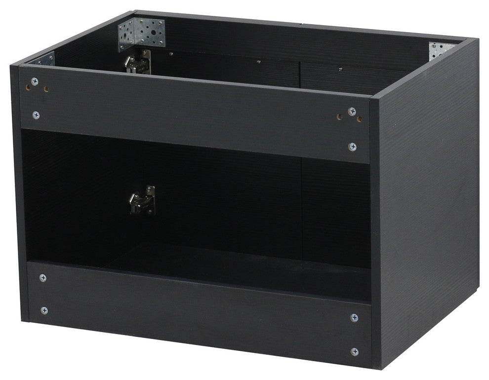 36" Wall Mount Vanity, White Stone Countertop, Black