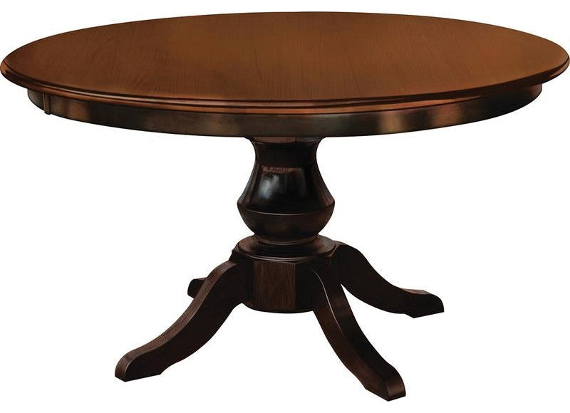 Barnes Pedestal Table, Brown Maple Wood, Asbury Stain, 48" 2 Middle Leaves