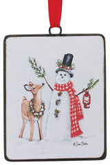 Snowman and Deer Ornament, Set of 12