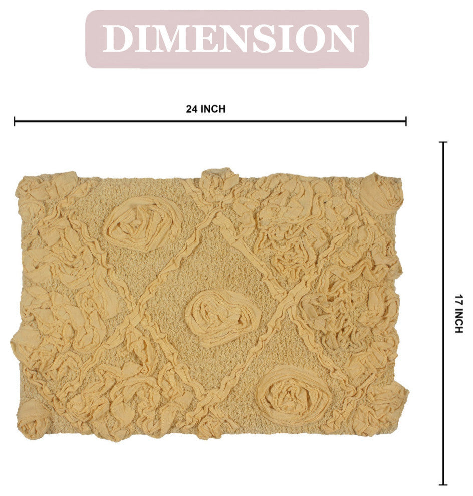 Modesto Bath Rug Bath Rugs Set, 17x24 Rectangle, Yellow