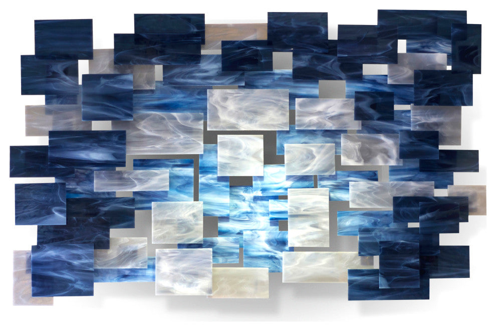 Modern Glass and Metal 3D Wall Sculpture "Arctic", 71"x44"x4"