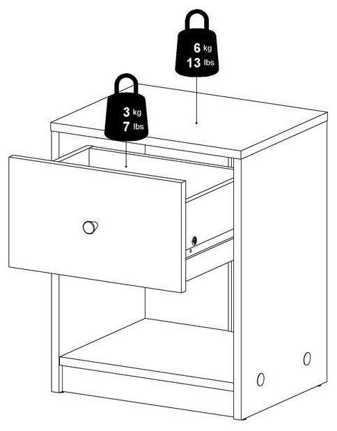 Portland 1 Drawer Nightstand, Black