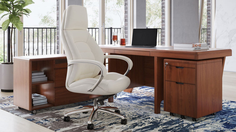 70"� Modern Quincy Light Cherry Wood Desk Rolling Return Storage Keyboard Tray
